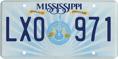 MS license plate LXO971