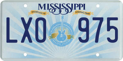 MS license plate LXO975