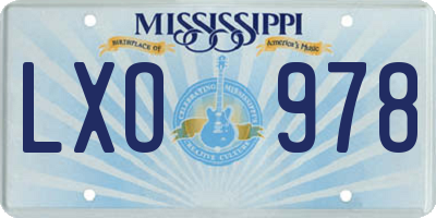 MS license plate LXO978