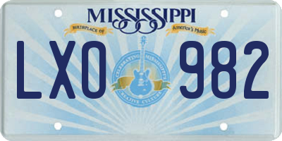 MS license plate LXO982