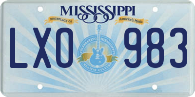 MS license plate LXO983