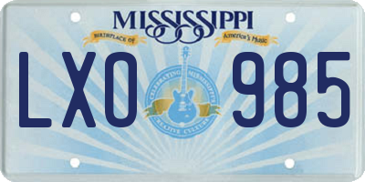 MS license plate LXO985