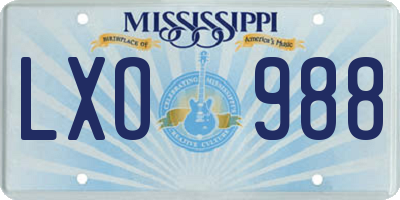 MS license plate LXO988
