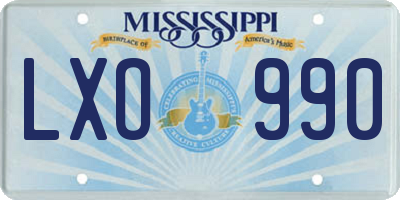 MS license plate LXO990