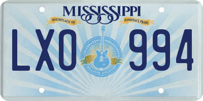 MS license plate LXO994