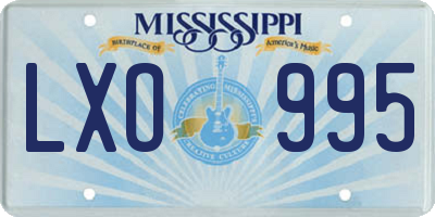 MS license plate LXO995