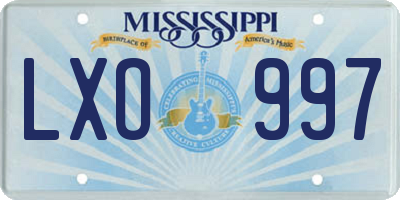 MS license plate LXO997