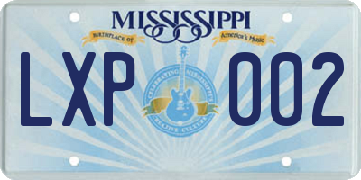 MS license plate LXP002
