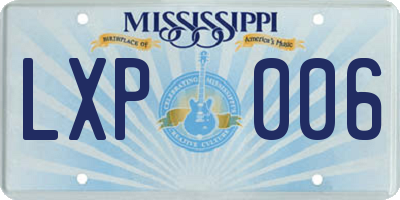 MS license plate LXP006