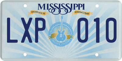 MS license plate LXP010