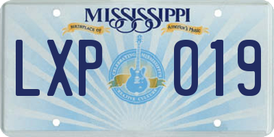 MS license plate LXP019