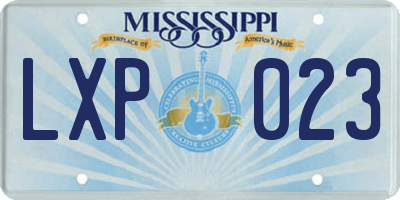 MS license plate LXP023