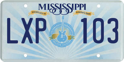 MS license plate LXP103