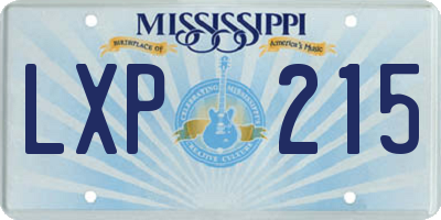 MS license plate LXP215