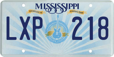 MS license plate LXP218