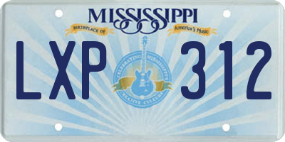 MS license plate LXP312