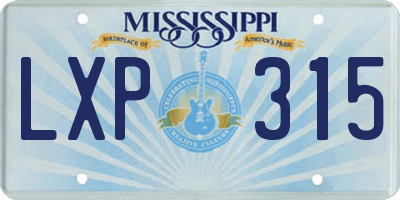 MS license plate LXP315