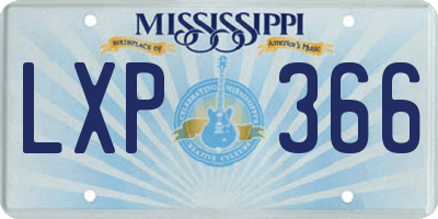 MS license plate LXP366