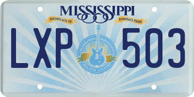 MS license plate LXP503