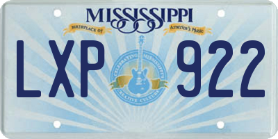 MS license plate LXP922