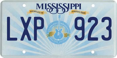 MS license plate LXP923