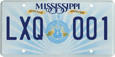 MS license plate LXQ001