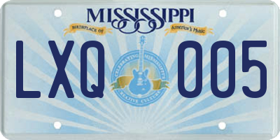 MS license plate LXQ005
