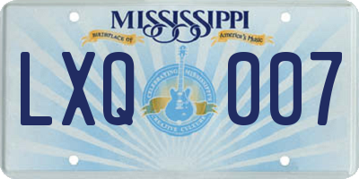 MS license plate LXQ007