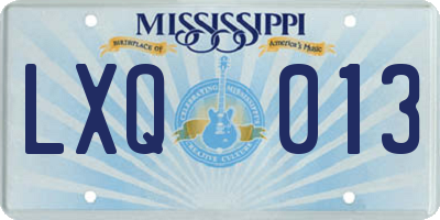 MS license plate LXQ013