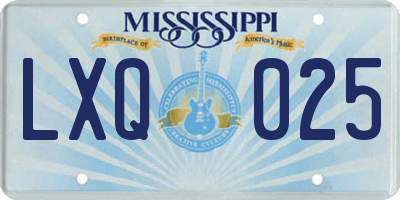 MS license plate LXQ025