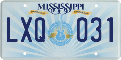 MS license plate LXQ031