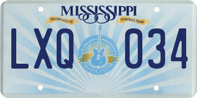 MS license plate LXQ034