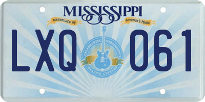 MS license plate LXQ061