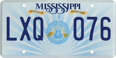 MS license plate LXQ076