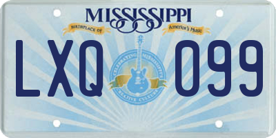 MS license plate LXQ099