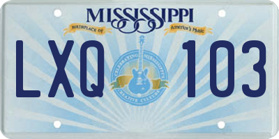 MS license plate LXQ103