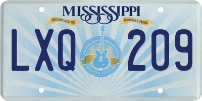 MS license plate LXQ209