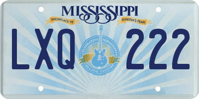 MS license plate LXQ222