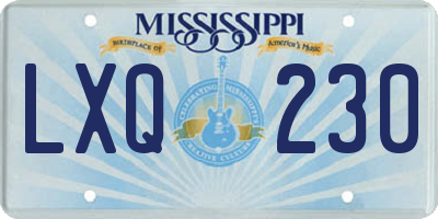 MS license plate LXQ230
