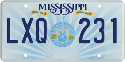 MS license plate LXQ231