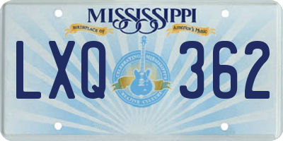MS license plate LXQ362