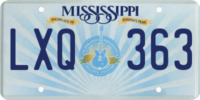 MS license plate LXQ363
