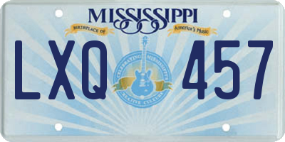 MS license plate LXQ457