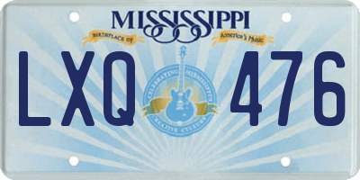 MS license plate LXQ476