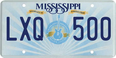 MS license plate LXQ500