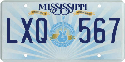 MS license plate LXQ567