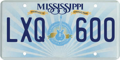 MS license plate LXQ600