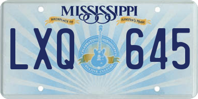 MS license plate LXQ645