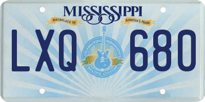 MS license plate LXQ680