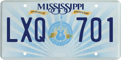 MS license plate LXQ701